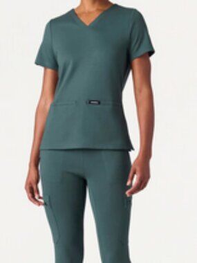 Jaanuu "Alpine Green" Scrub Set - Kass Slim Zip Top & Skinny Pants - XS
